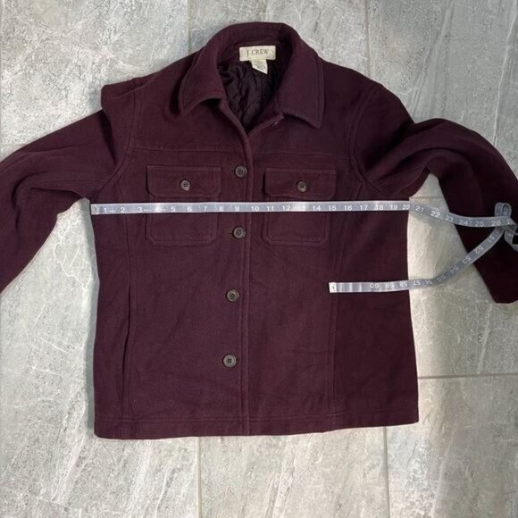 J. Crew Purple Wool Peacoat Jacket Accent Front Pockets Size Medium - Picture 8 of 9